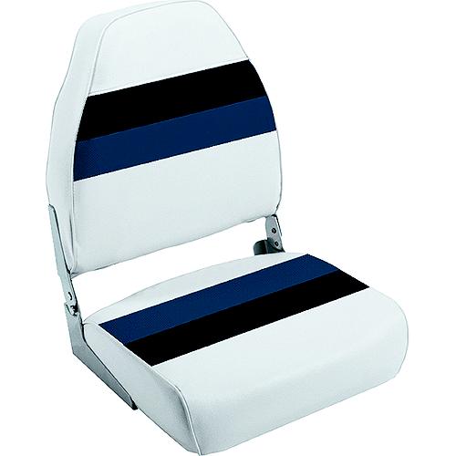 Wise 8Wd5901008 Deluxe Pontoon Furniture, High Back Fold Down Seat, White/Navy/Blue - 8Wd590-1008 - 144-8Wd5901008F1