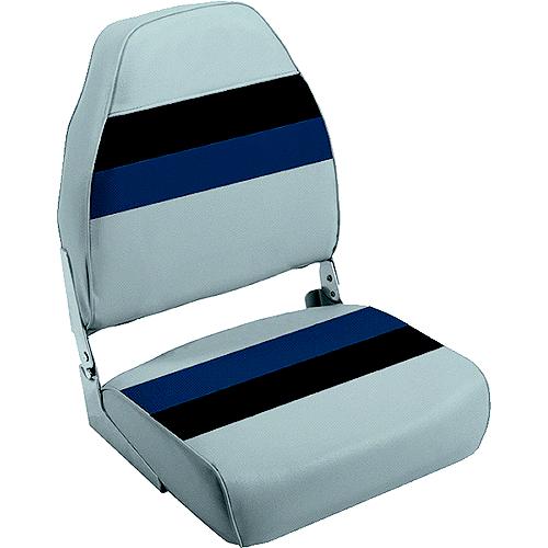 Wise 8Wd5901011 Deluxe Pontoon Furniture, High Back Fold Downseat, Light Grey/Navy/Blue - 8Wd590-1011 - 144-8Wd5901011F1