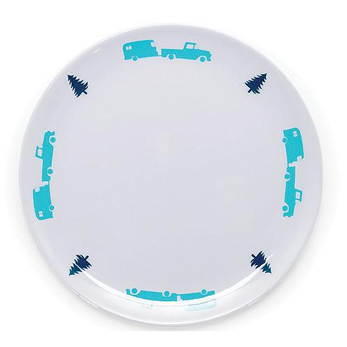 Camco 53226 Melamine Dishware, Blue Tree & Truck Pattern, 7-3/4