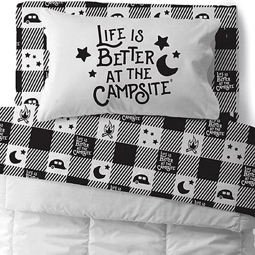 Camco 53475 Bed Sheets, Bunk, Buffalo Plaid, Blk/White - 53475 - 17-53475F1
