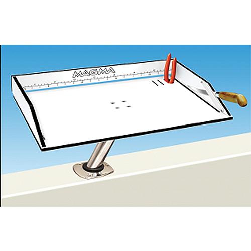 Magma Black And White Bait/Filet Mate Table With Levelock All Angle Adjustable Fish Rod Holder Mount, Built-In Ruler, And Knife & Pliers Slots - T10-313B - 214-T10313Bf1