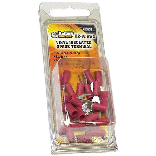 Battery Doctor Red Vinyl Insulated Spade Terminal, 16-14 Awg, 25/Pk. - 80838 - 240-80838F1
