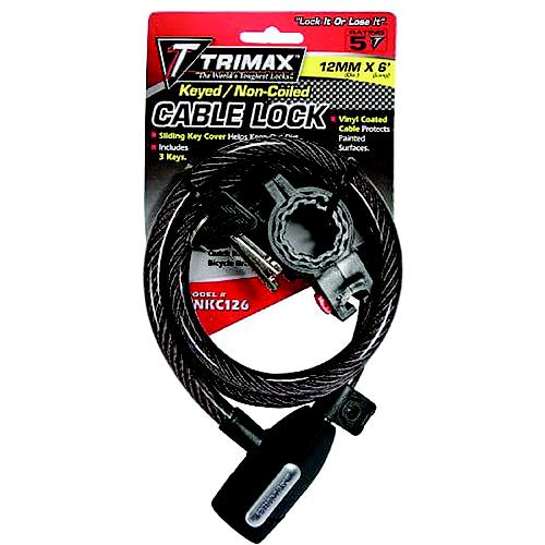 Trimax Tnkc126 Trimaflex Non-Coiled Keyed Cable Lock, 6' X 12Mm - Tnkc126 - 255-Tnkc126F1