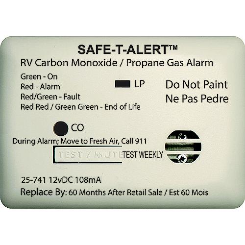 Mti Industries 12V 25 Series Safe-T-Alert Mini Rv Dual Carbon Monoxide/Propane Alarm - 25-741-Wt - 270-25741Wtf1