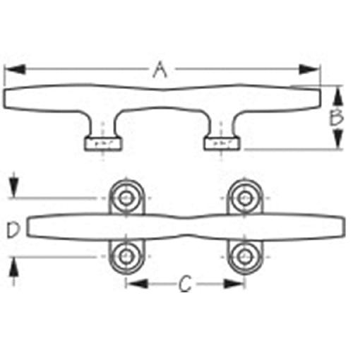 Sea-Dog 041708 Heavy Duty Stainless Steel Open Base Cleat, 8