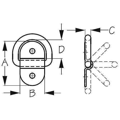 Folding Pad Eye Ss 2-5/8
