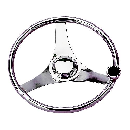 Sea-Dog 230323 3-Spoke Stainless Steering Wheel With Integral Knob, 13-1/2