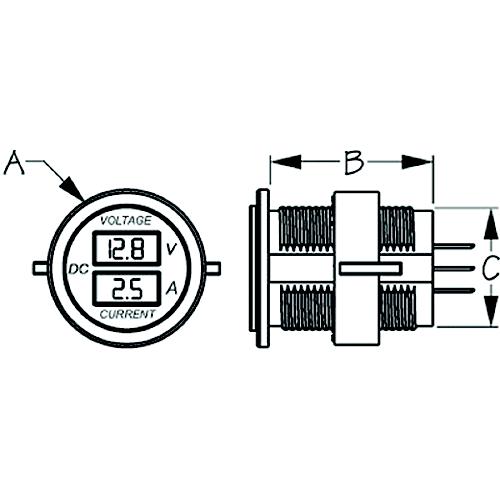 Seadog 421625 Round Digital 4 To 30 Voltage & 10 Amp Meter | Injected Molded Nylon - 421625-1 - 354-4216251F1