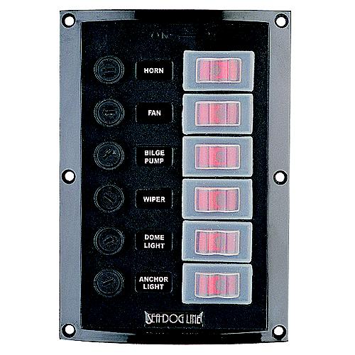 Seadog 424116 Splash Gard Vertical 6 Gang Rocker Switch Panel, 6-1/2