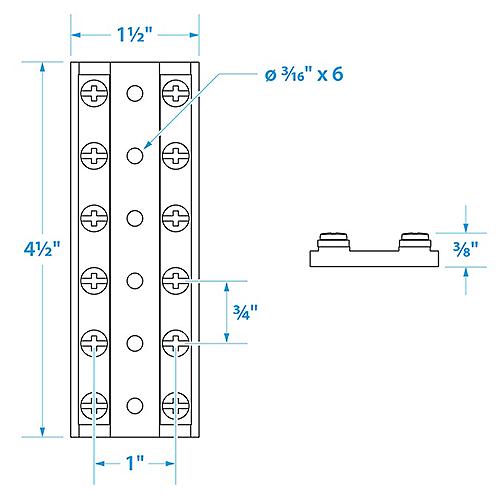 Seachoice Terminal Block, 6-Gang, Brass Clips And Contacts - 13531 - 50-13531F1