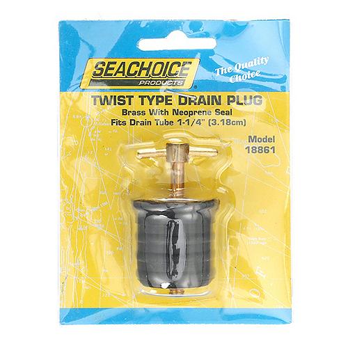 Seachoice Twist-Turn 1.25 In. Marine Boat Brass Drain Plug W/ Neoprene Seal - 50-18861 - 50-18861F1