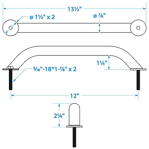 Seachoice 38341 Stainless Steel Hand Rail With Studs - 38341 - 50-38341F1