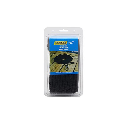 Seachoice 40233 Solid-Braid Nylon Anchor Line, Black, 3/8