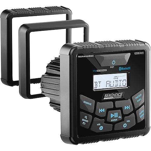 Seachoice 72106 Bluetooth® In-Dash Marine Gauge Stereo, Square Face - Mgr450Bsc - 50-72106F1