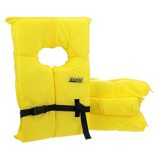 Seachoice 86010 Adult Universal Type Ii Uscga Life Vests W/Bag, Yellow, 4-Pack - 50-86010 - 50-86010F1