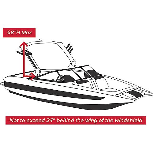 Carver 82124S11 Tournament Ski Boats W/Wide Or Pickle Fork Bow & Swim Platform - Over-The-Tower Cover, 24'6, Sun-Dura® Mist Gray - 82124S11 - 500-82124S11F1