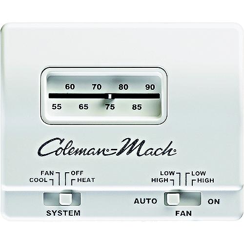 Coleman-Mach 7330B3441 24V Analog Heat/Cool Thermostat, White - 7330B3441 - 588-7330B3441F1