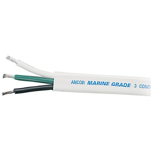 Ancor 133310 Marine Grade® Tinned Triplex Cable, Black/Green/White Conductors, 12/3 Awg, 100', White Jacket - 133310 - 639-133310F1