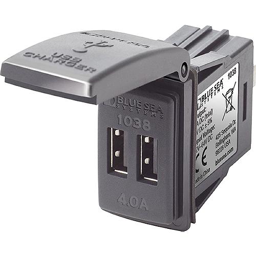 Blue Sea Systems 1038Bss Dual Usb Charger Switch Mount 48V Dc - 1038-Bss - 661-1038Bssf1