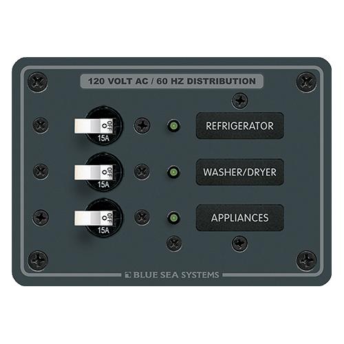Blue Sea Systems 8058 120V Ac 3 Position Circuit Breaker Panel - 8058-Bss - 661-8058F1