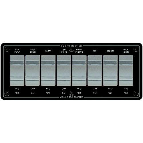 Blue Sea Systems 8261 Contura Water Resistant 12V Dc 8 Position Panel, Gray - 8261-Bss - 661-8261F1