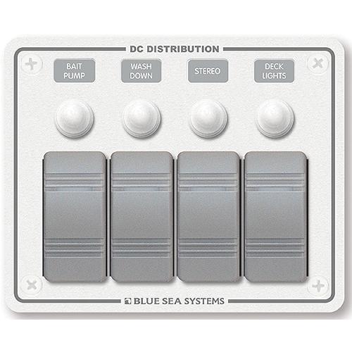 Blue Sea Systems Contura Water Resistant 12V Dc 4 Position Circuit Breaker Panel - 8272-Bss - 661-8272F1