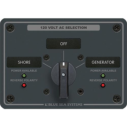 Blue Sea Systems 8367 Ac Rotary Switch Panel 30 Amp 2 Positions + Off, 2 Pole - 8367-Bss - 661-8367F1