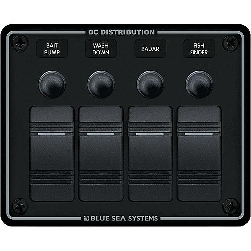 Blue Sea Systems Contura Water Resistant 12V Dc 4 Position Circuit Breaker Panel - 8372-Bss - 661-8372F1
