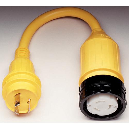 Marinco Standard Pigtail Adapter Dock Side Male 30A 125V Locking To Boat Side Female 50A 125V Locking With Sealing Collar System - 111A - 69-111Af1