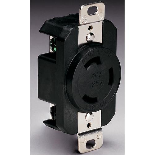Marinco 3-Wire 30 Amp/125V Locking Charging/Trolling System Receptacle - 305Crrb - 69-305Crrbf1