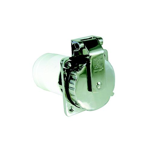 Marinco 6371El-B 50A/125V Stainless Steel Power Inlet W/Rear Safety Enclosure - 6371El-B - 69-6371Elbf1