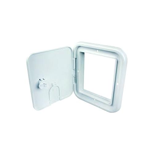 B&B Molders 94333 Square Electric Cable Hatch, Small W/Open Back & Thumb Latch, Polar White - 94333 - 865-94333F1