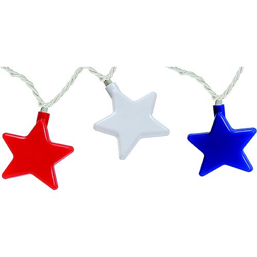 Camco 42656 Patriotic Stars Party Lights (Includes 10 Lights, Connector, 2 Spare Bulbs And Fuse) - 42656 - 17-42656F1