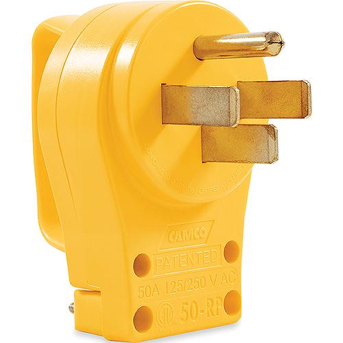 Camco 55252 Yellow Powergrip Replacement Rv Plug With Handle - 55252 - 17-55252F1