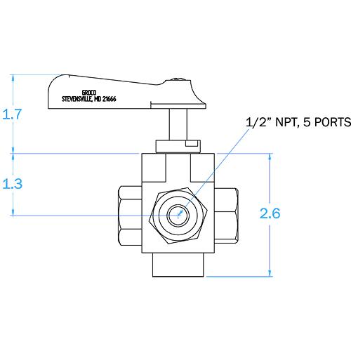 Groco Fv-550L Bronze 5-Way Tank Selector Valve 1/2