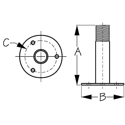 Sea-Dog 3295151 Fixed Antenna Base, A: 4-1/4
