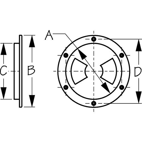 Seadog 3361521 Smooth Finish Quarter-Turn Deck Plate, White, , A: 5-1/2