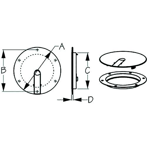 Sea-Dog 3364101 Low Profile Pop-Out Deck Plate, A: 6