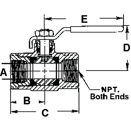 Bronze Ball Type Fuel Shut-Off Valve, 1/4