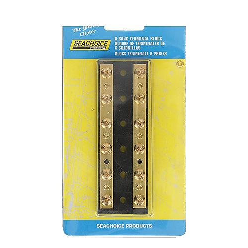 Seachoice Terminal Block, 6-Gang, Brass Clips And Contacts - 13531 - 50-13531F1