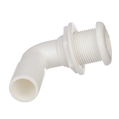 Seachoice 90-Degree Thru-Hull Connector, Fits 1-1/8 In. Id Hose, 1-1/8 In. Max Hull - 50-18141 - 50-18141F1