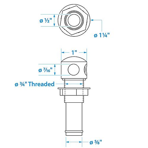 Seachoice Thru Hull Fuel Tank Vent, Chrome-Plated Brass, 5/8 In. - 50-23031 - 50-23031F1