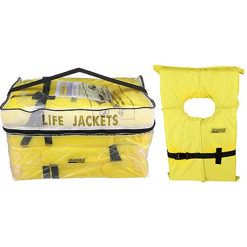 Seachoice 86010 Adult Universal Type Ii Uscga Life Vests W/Bag, Yellow, 4-Pack - 50-86010 - 50-86010F1