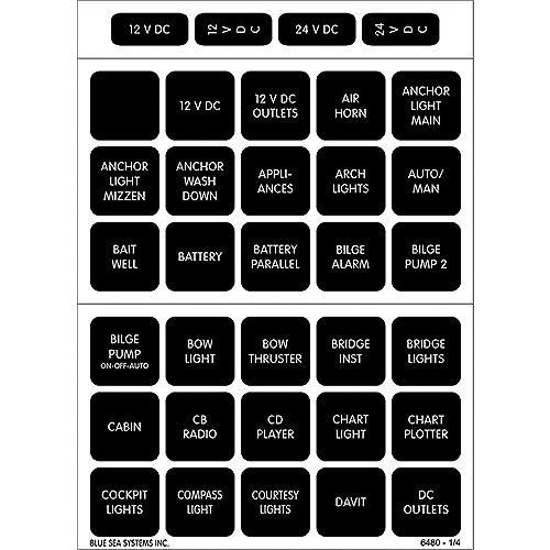 Blue Sea 4217 Waterproof Square Format Label Kit, 120 Label Dc Set - 4217-Bss - 661-4217F1
