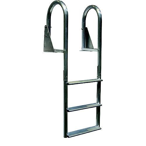 Dock Edge De2123F Aluminum Flip Up Wide Step Ladder, 3-Step - De2123F - 686-De2123Ff1