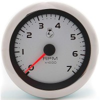 Sierra Argent Pro Series Black & Stainless Steel 0-7,000 Rpm Dial Range Tachometer Gauge With Outboard Alternator Sender Code - 65536P - 11-65536Pf1
