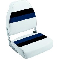 Wise 8Wd5901008 Deluxe Pontoon Furniture, High Back Fold Down Seat, White/Navy/Blue - 8Wd590-1008 - 144-8Wd5901008F1
