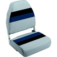 Wise 8Wd5901011 Deluxe Pontoon Furniture, High Back Fold Downseat, Light Grey/Navy/Blue - 8Wd590-1011 - 144-8Wd5901011F1