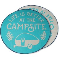 Camco 42835 6' Round Mat, Life Is Better At The Campsite Pattern - 42835 - 17-42835F1