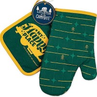 Camco 53124 Green Grid Oven Mitt/Dark Blue Pot Holder Set - 53124 - 17-53124F1